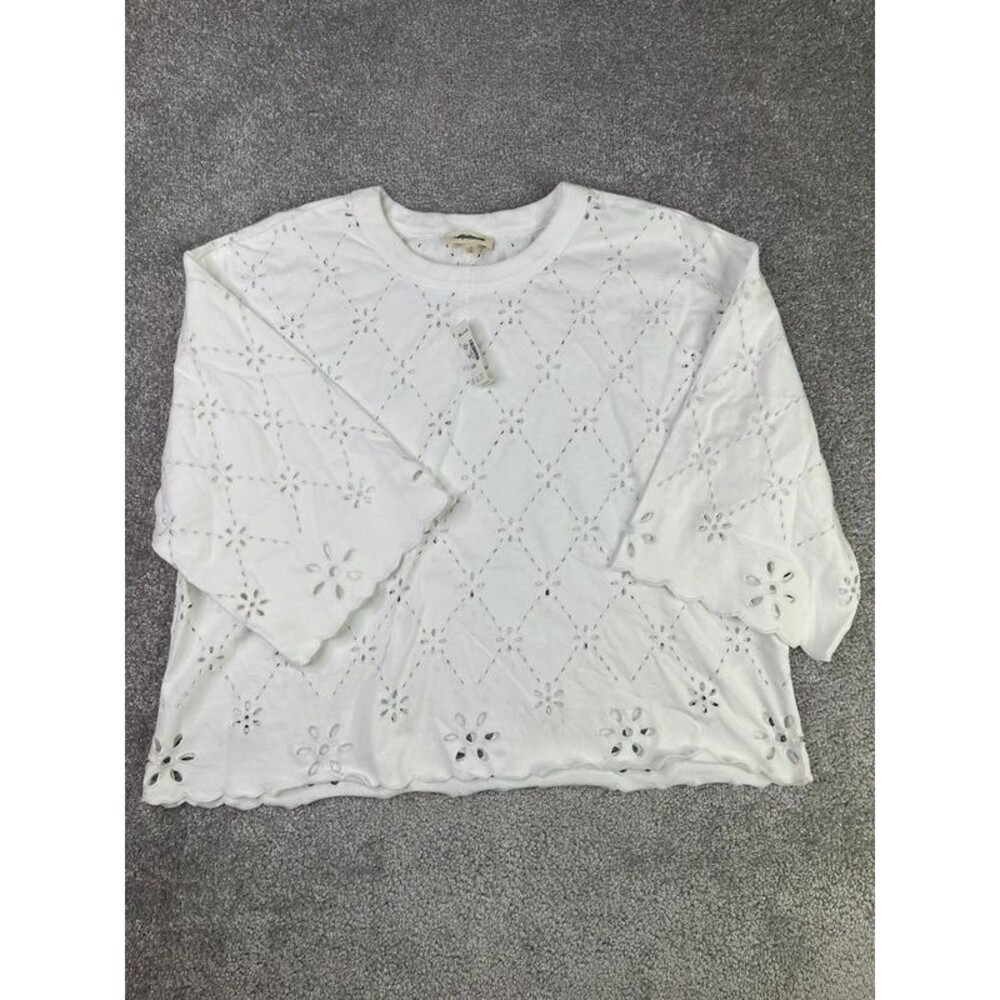 Madewell The Embroidered Boxy Crop Tee in Allday Jersey Medium